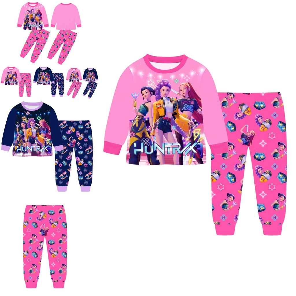 Set Pigiama Bambini Kpop Demon Hunters a Manica Lunga in Morbido Tessuto di Seta di Latte per il Comfort Estivo