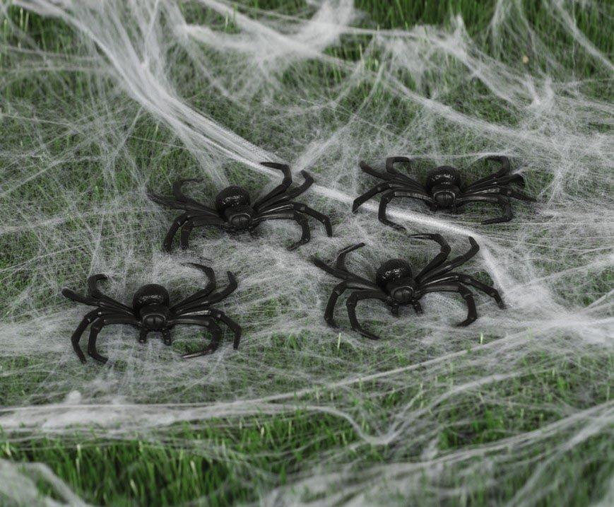 Dekoracje Zestaw Pająki Czarne Halloween 4Szt 8Cm