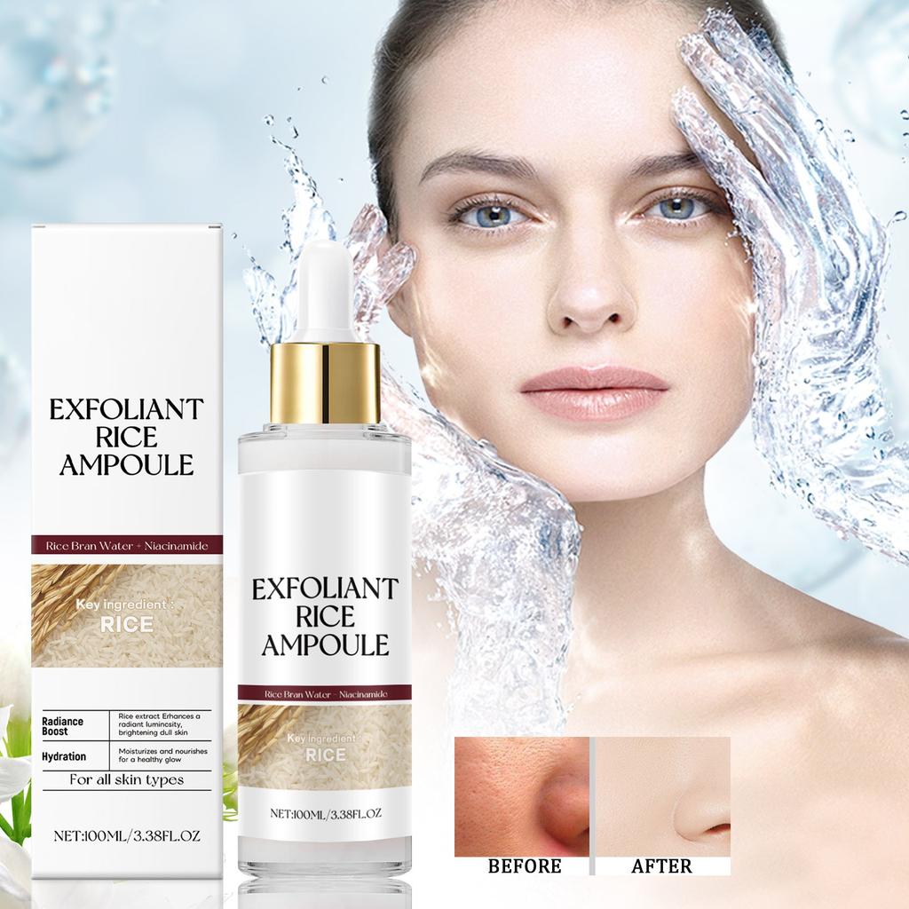 Rice Ampoule Serum Exfoliating Serum Exfoliating Skin Cells Facial Body Scrub, Blackhead Remover For All Skin Types,100ML