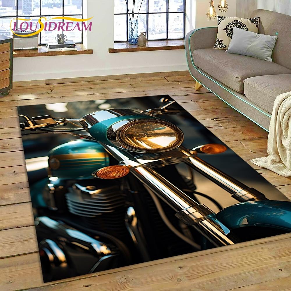 Motocross Modern retro Motorcycle Rug Carpet for Living Room Bedroom Home Decor,Floor Mat Non-slip Decoration for Sofa Doormat