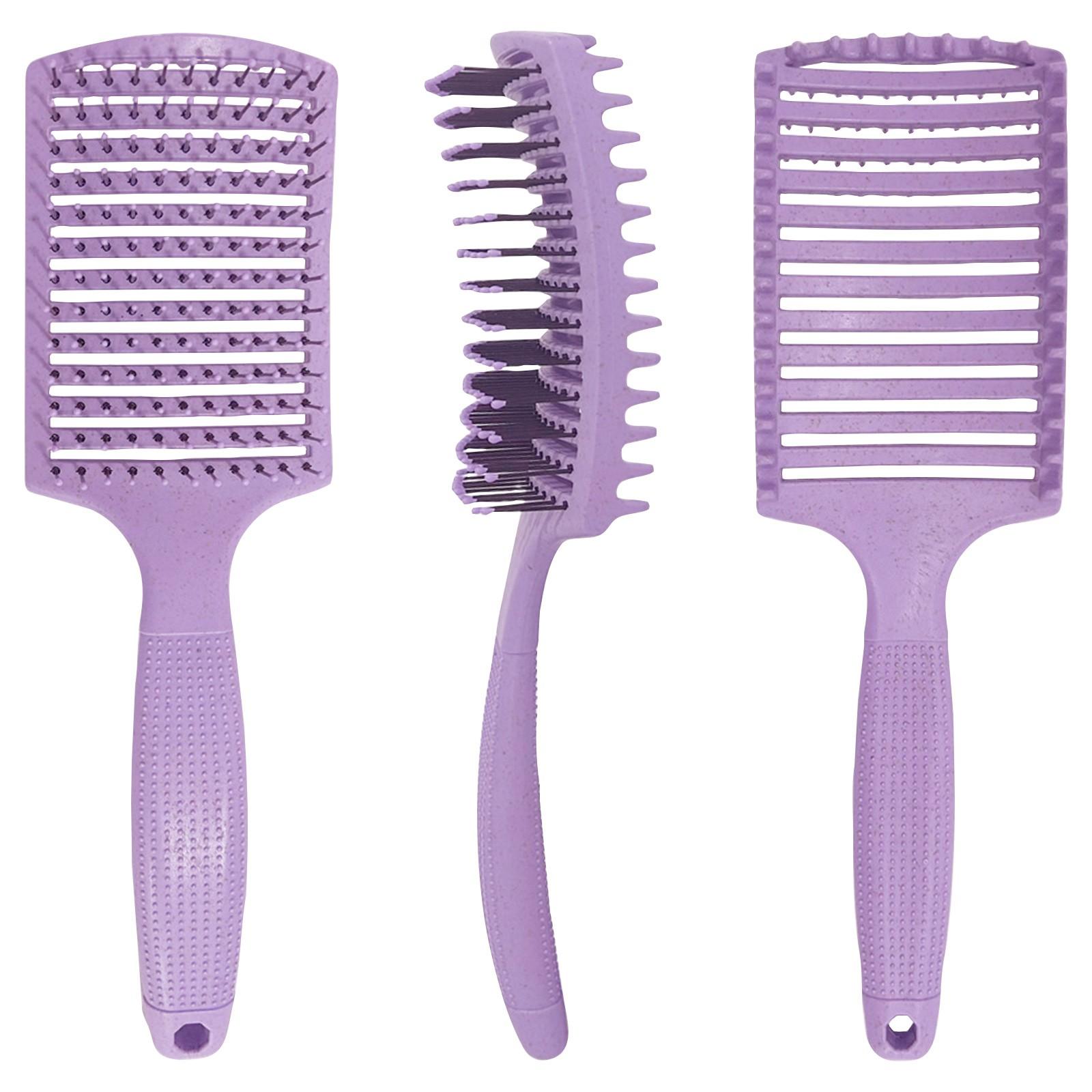 

Щетка для завивки волос для расчесывания и придания формы мужским и женским локонам, уменьшает выдергивание, густая щетина, прямоугольная, гибкая, усиливает кудри, унисекс One Size фиолетовый