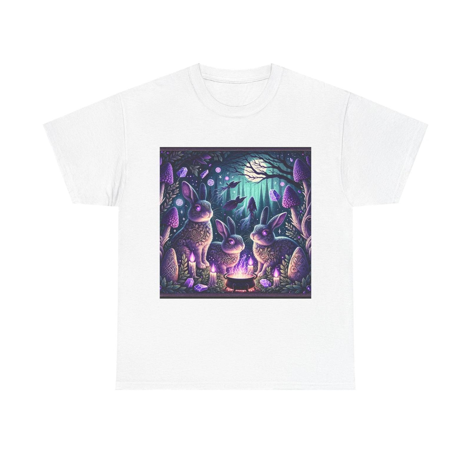 Unisex Adult T Shirt Witchcraft Rabbits in Moonroot Forest S