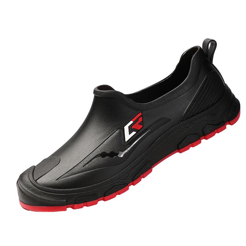 Low-top Men's Rain Shoes Outdoor Waterproof Lazy One-pedal Men's Galoshes PVC Lightweight Non-slip Men's Rubber Shoes Water Shoes