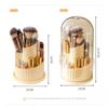 Makeup Barrel Brush Rotating Open Door Cosmetics with Lid Storage Box Transparent Desktop Lip Brush Barrel Rotatable Pen Holder