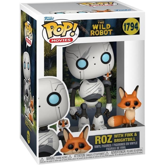 Figurine Funko Pop! - The Wild Robot - Roz avec Joli-Bec &amp; Escobar - Vinyle 10 cm - Détails soignés