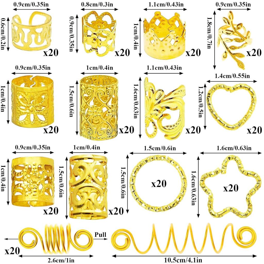 260 Piece Set, Wig Accessories, Braids, Hair Accessories, Gold Dirty Braids, Hair Extensions, Personalized Trendy Accessories