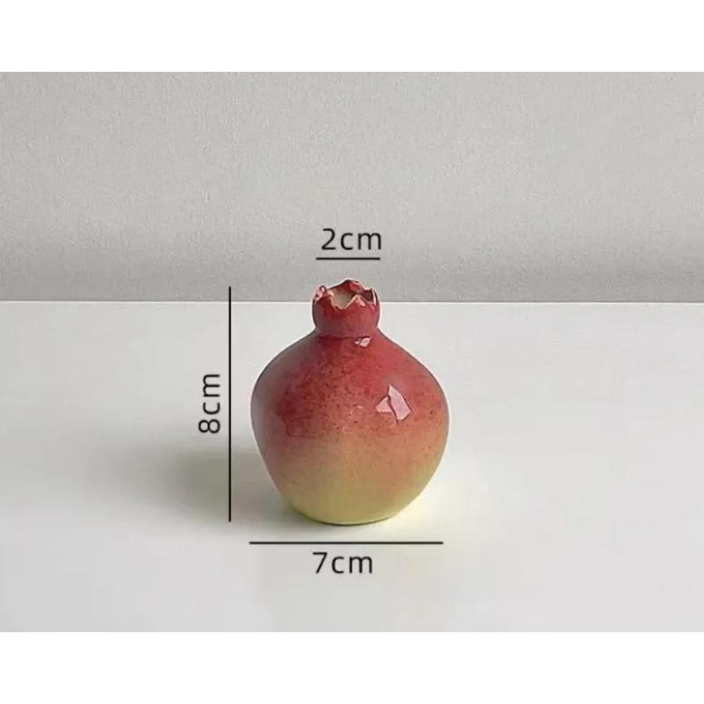 Handmade Ceramic Red Pomegranate Vase Flower Arranger Pomegranate Fruit Ornament Set Chinese Home Decor