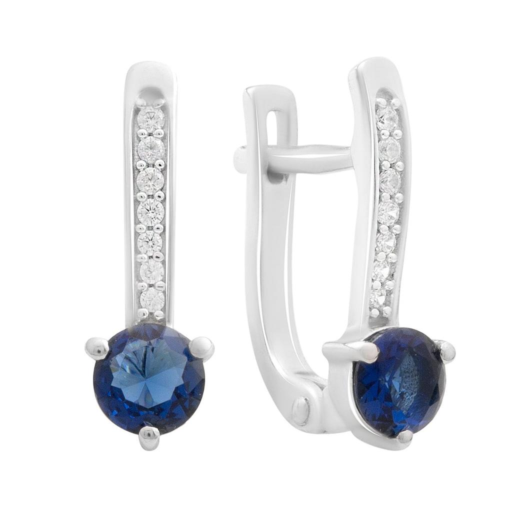 Silver Earrings with Nano Sapphire 2.917ct (2189060)