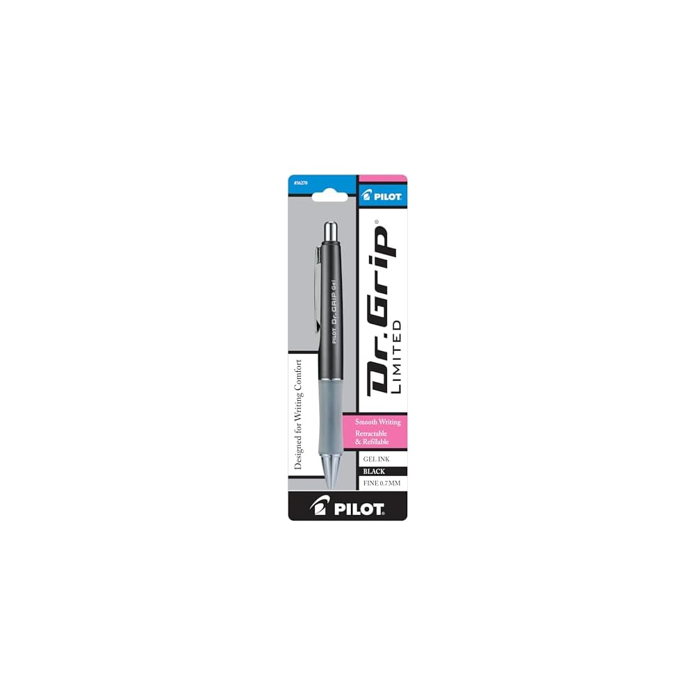 Pilot Dr. Grip Gel Ink Ballpoint Pen Limited Edition Black 0.7mm Fine Point Charcoal Gray