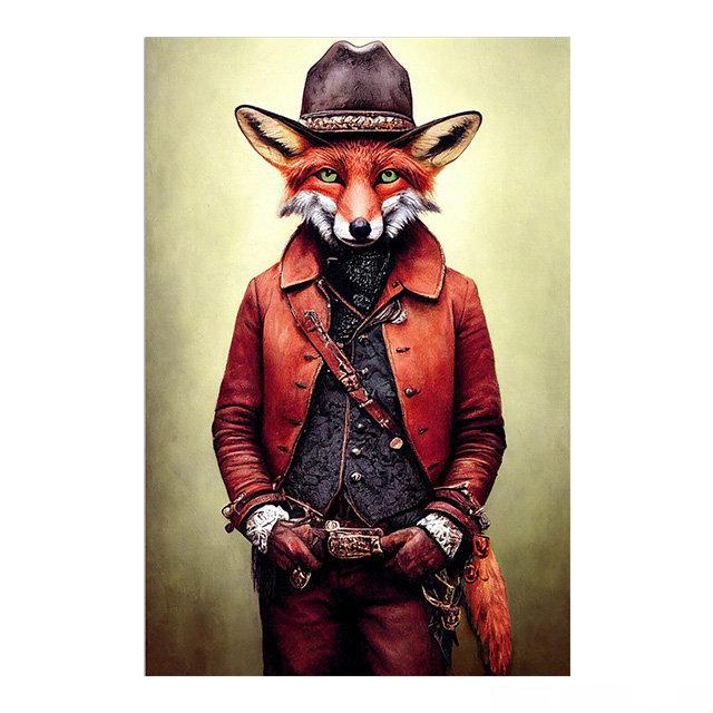 Steampunk Cat Wolf Astronaut Rabbit Poster Art Canvas Painting Retro Funny Animal Tiger Gorilla Poster Living Room Home Decor