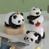 New cartoon building blocks cute pandas flowers, menglan dolls puzzle building blocks Table ornaments boys girls birthday gifts