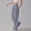 Damen Grau Hohe Taille Weiter Bein Eis Seide Lässige Hose