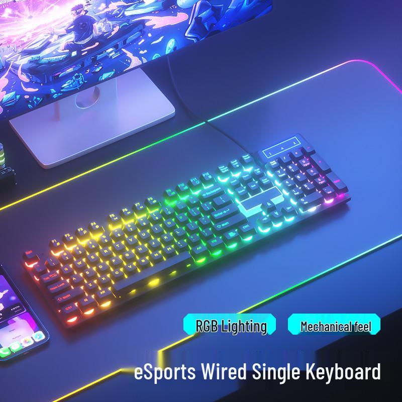 Silent Mechanical-Feel Wired Keyboard & Mouse Set for Gaming and Office