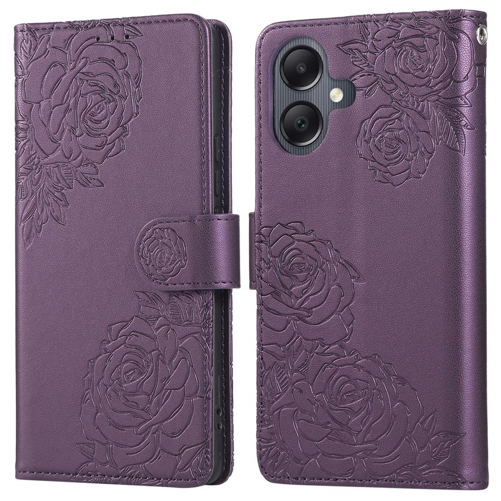 For Samsung Galaxy A05 4G Case Rose Flower PU Leather Wallet Phone Cover with 3 Card Slots