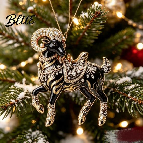 Compact Tree Ornaments for Restaurants Black Goat Christmas Hanging Ornament 2D Acrylic Festive Clear Pattern Pendant Pendant Decorative Car