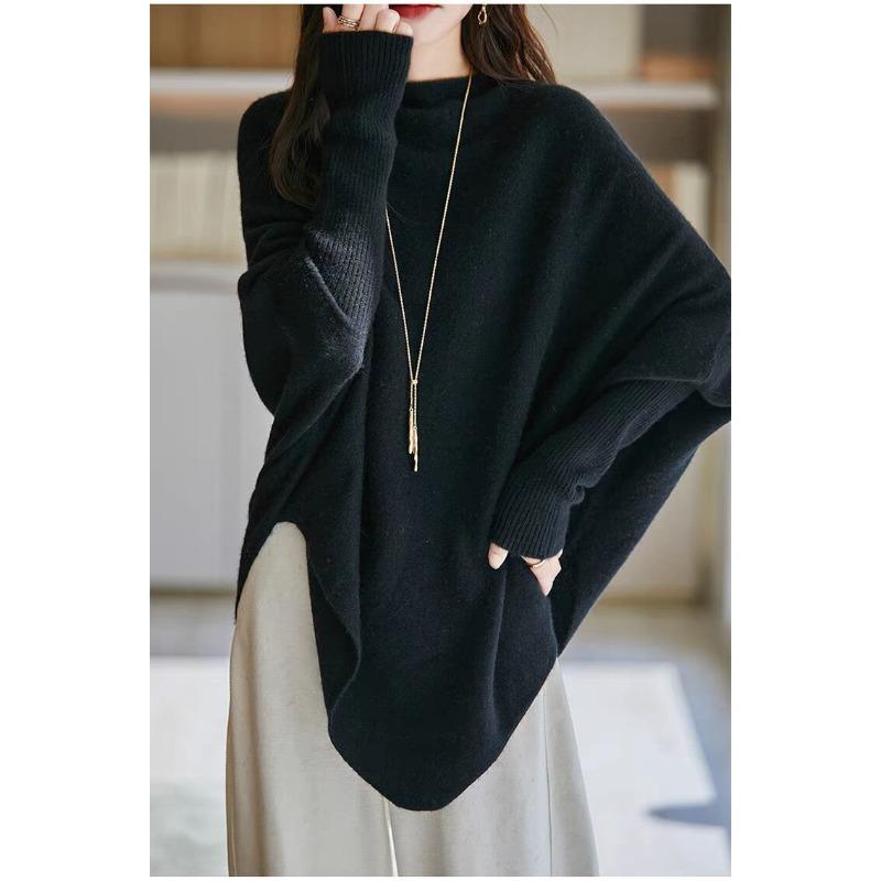 DIMANAF 2025 Autumn Winter Women Sweaters Pullover Tops Knitted Basic Tees Sweater Bat Sleeve Loose