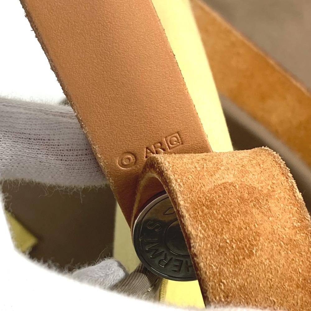 HERMES Bicolor Kabak Elan PM Shoulder Bag Tote Bag Leather/Canvas Beige/yellow