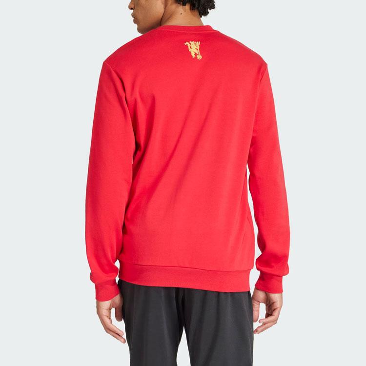 Adidas FW23 Chinese New Year Dragon Series Manchester United Traditional Paper-Cut Football Logo Crew Neck Sweatshirt Men Sweatshirt Red IW9306