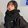 Women's Black White Knitted Scarf Solid Color Casual Formal Mourning Scarf