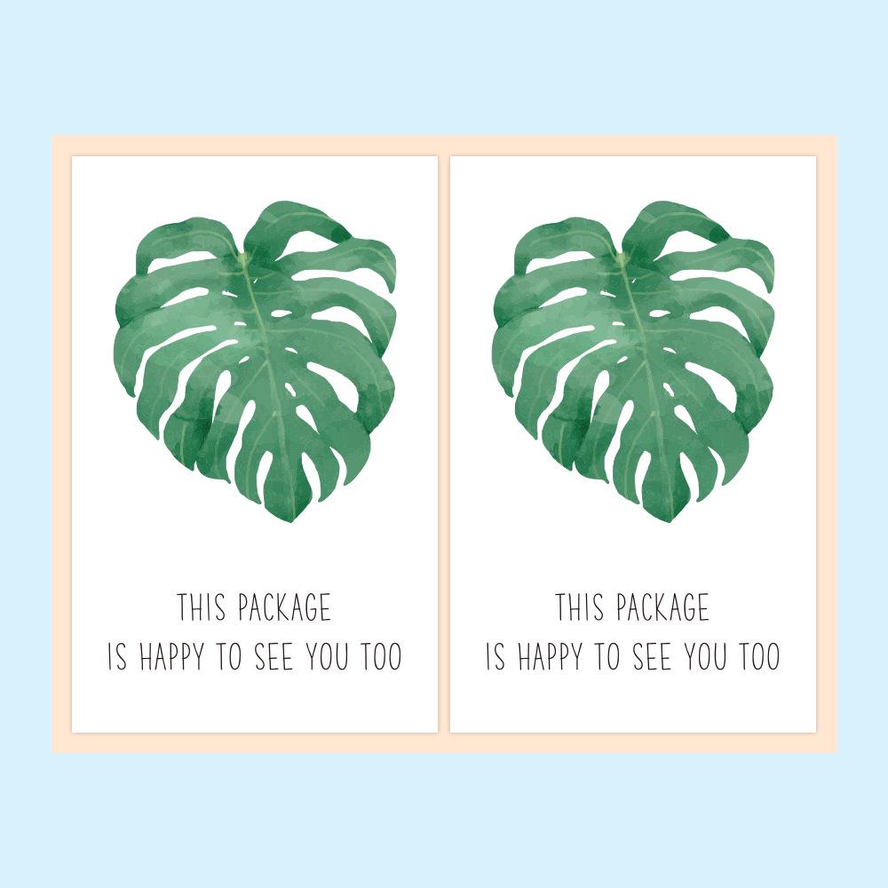 Green Leaf Rectangular Stickers - Gift Box Sealing Adhesive Labels for Packaging