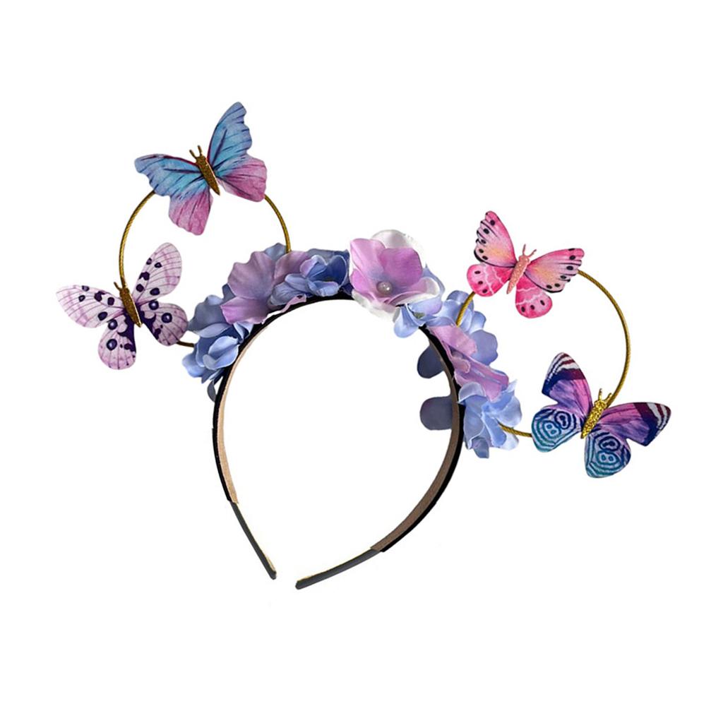 Floral Headbands For Kids And Girls Butterfly Crown Adjustable Flower Hair Accessories For Photography Props