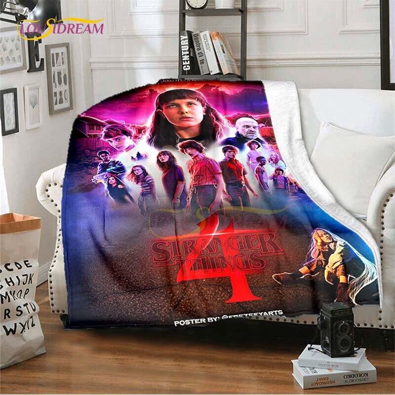 Hot Netflix Movie Stranger Things Blankets for Beds Soft Flannel Blanket Queen Size Home Decor Bedding Cover Kids Gift Picnic