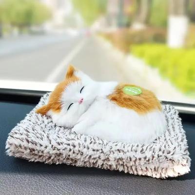 Simulated Cat Plush Toys for Kids Stuffed Animals Sleeping Cat with Touching Crying Sound Children Room Decoration Birthday Gift