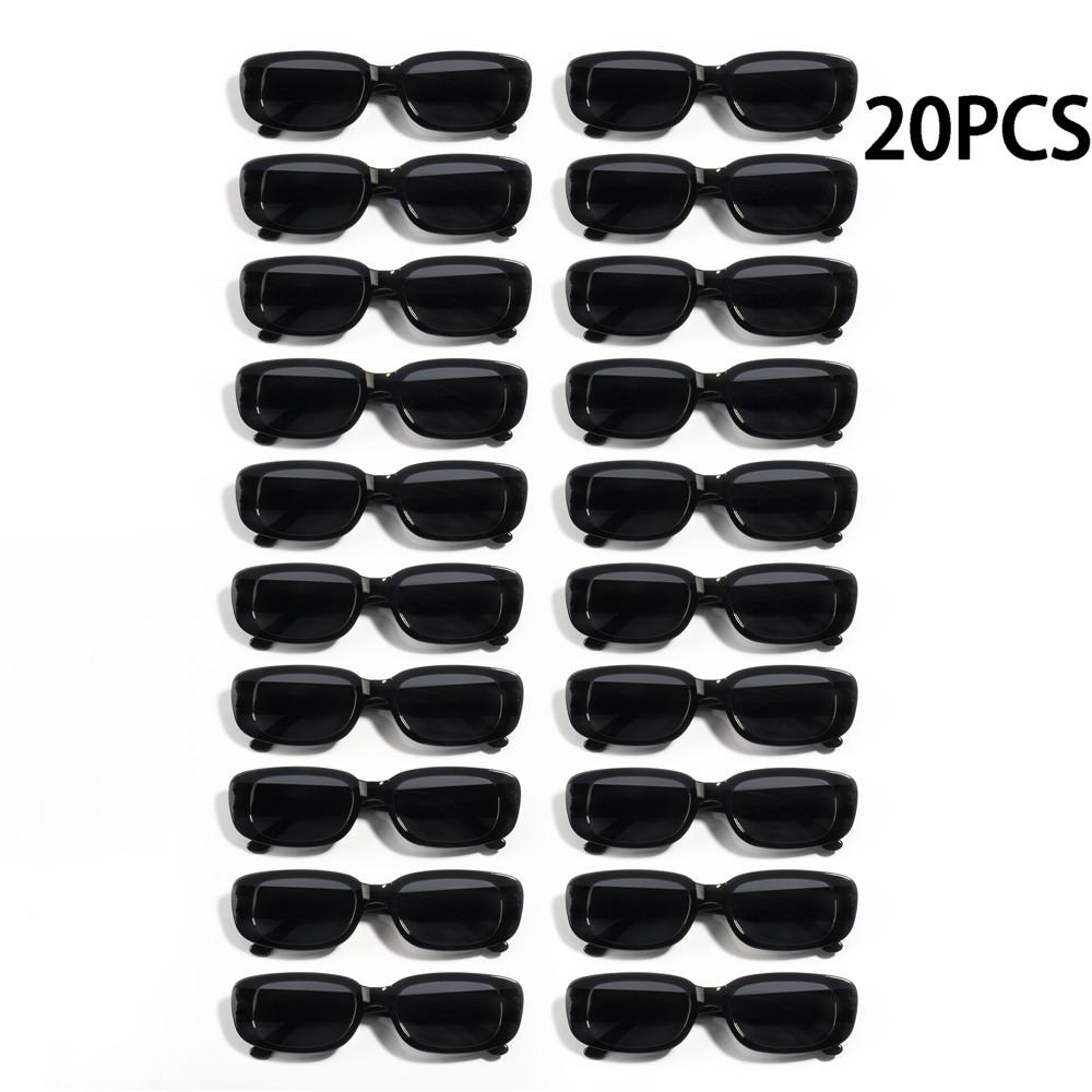 20PCS Vintage Black Square Sunglasses Woman Luxury Brand Small Rectangle Sun Glasses Female Gradient Clear Mirror