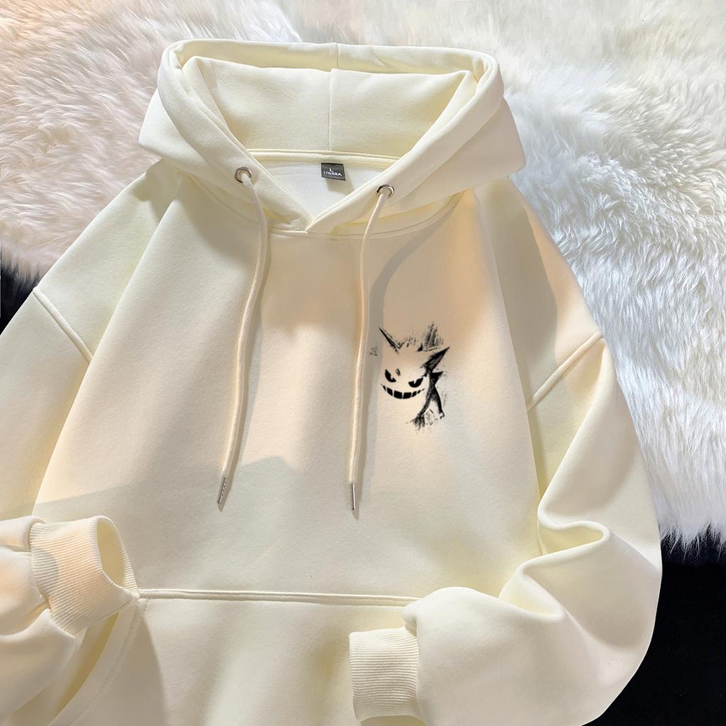 Trendy hoodie men's student devil print American high street top winter coat