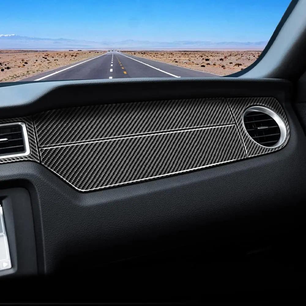 Dekorace palubní desky z uhlíkových vláken pro Ford Mustang 2010-2014 Černý panel krytu výdechu interiéru