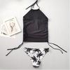 23-Year Coconut Tree Print Halter Neck Tie-Up Tummy Control Plus Size Women's Bikini