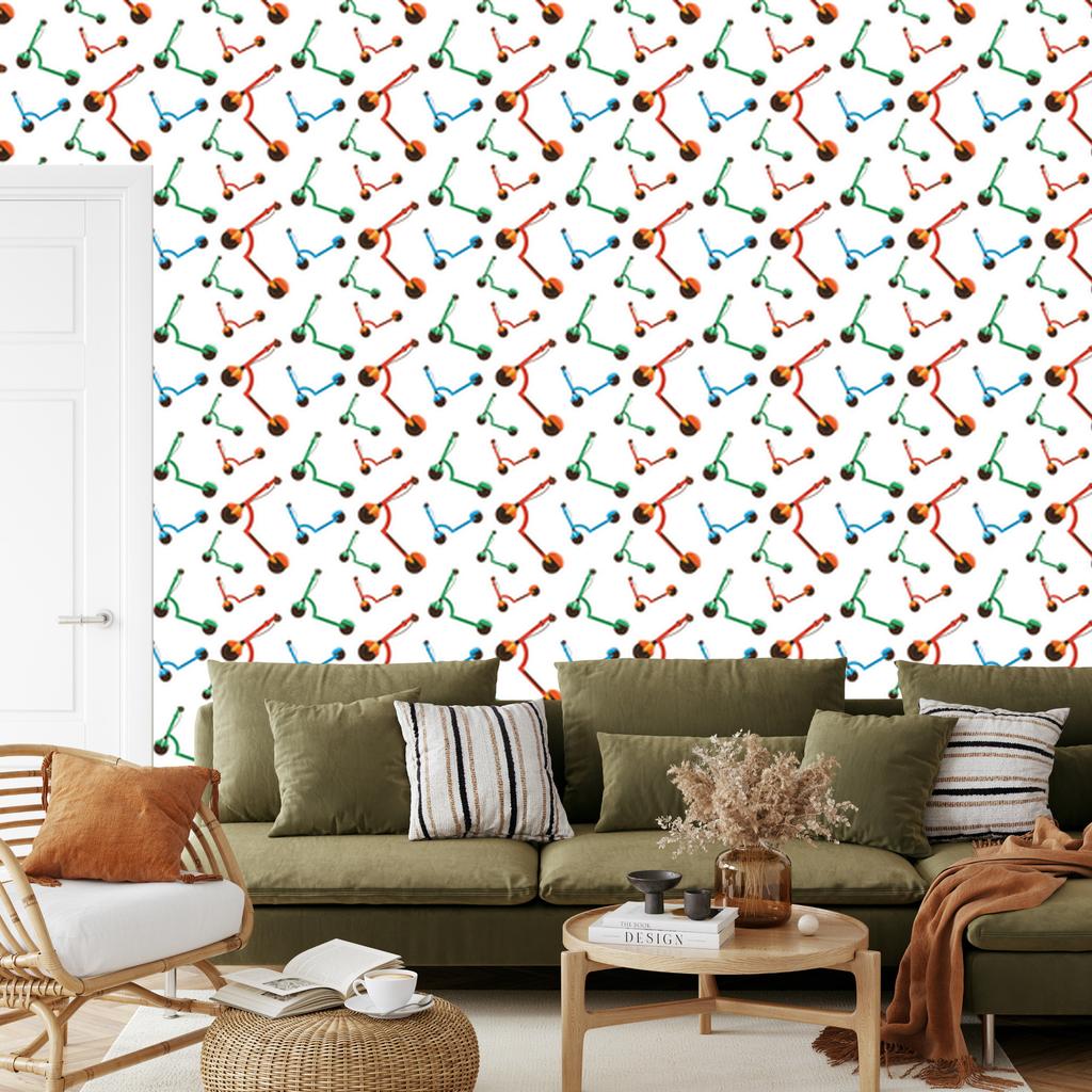 Colorful Scooters Wallpaper for Living Room and Bedroom 50x1000