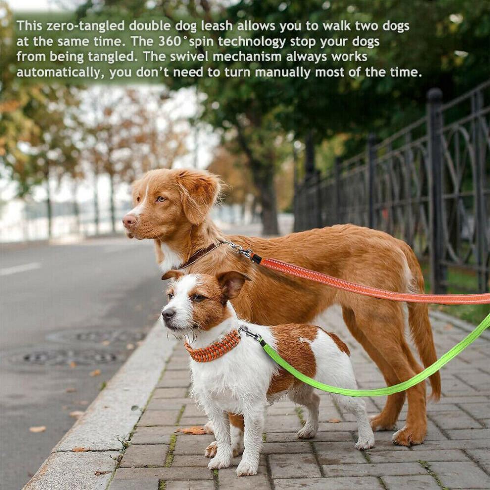 Double Retractable Dog Lead 360°No Tangle Retractable Pet Leash W/ LED