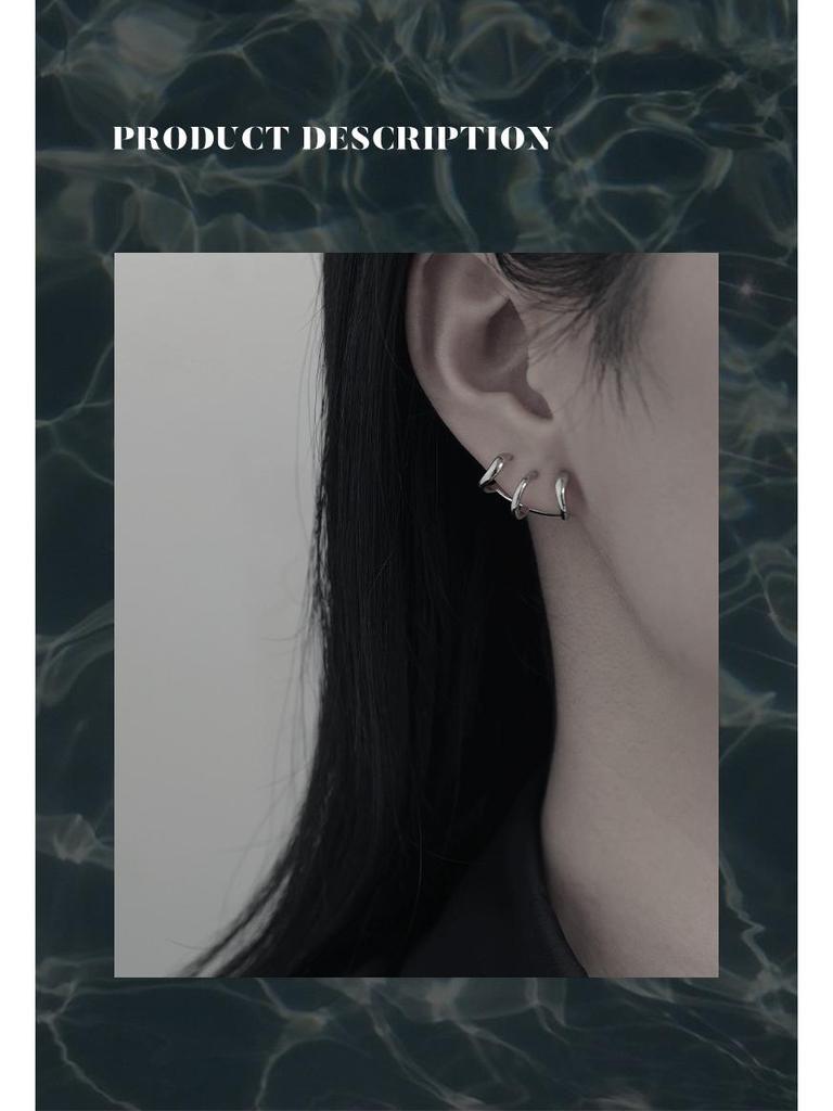 Nohara Aoi Retro Two-Tone Layered Earrings: Simple, Versatile, and Stylish.