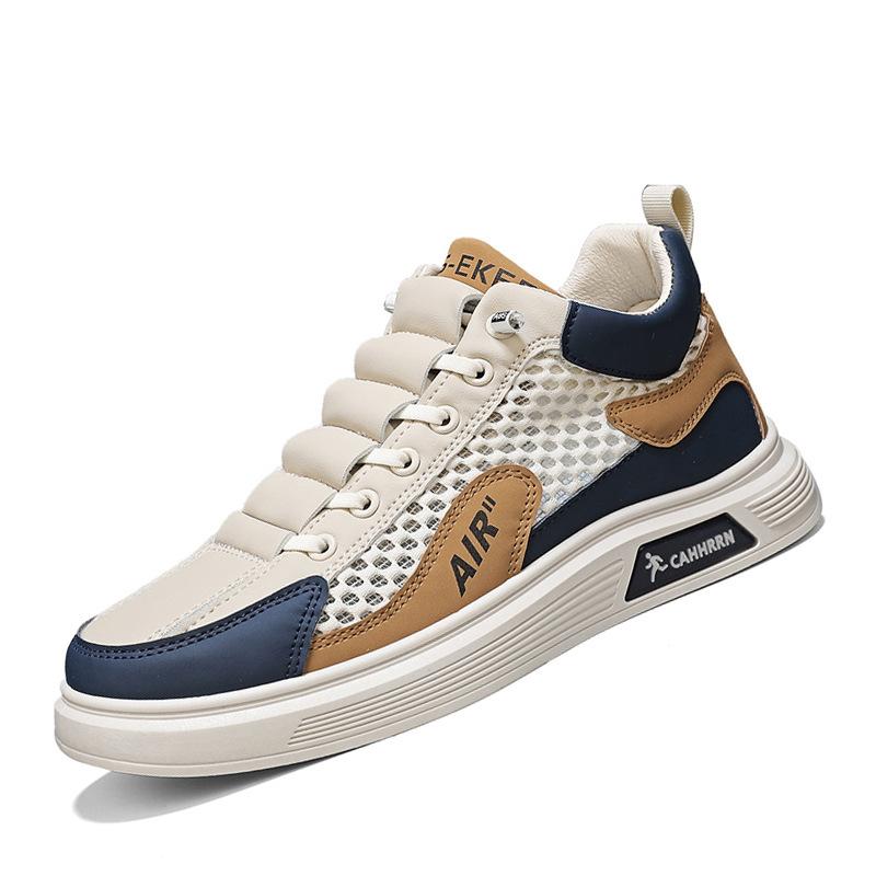 High-top Board Shoes Men's Summer Mesh Men's Shoes 2024 New Breathable Hollow Casual Trendy Shoes Students and Teenagers