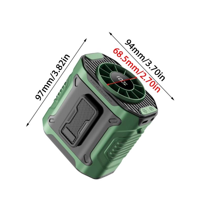 Portable Handsfree Waist Clip Fan With Rechargeable Battery And Builts In LED Light For Outdoor Activity