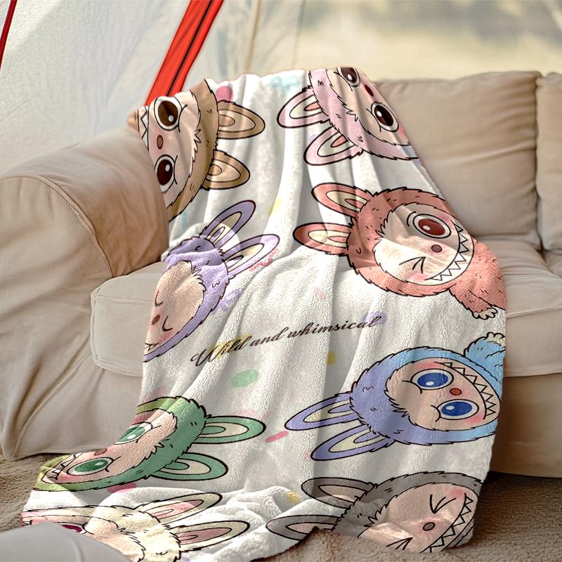 1 Stück LABUBU Decke, Bedruckte Wohndecke - Weiche Decke Geschenk für Familie, Waschbare Sofa-Bettdecke