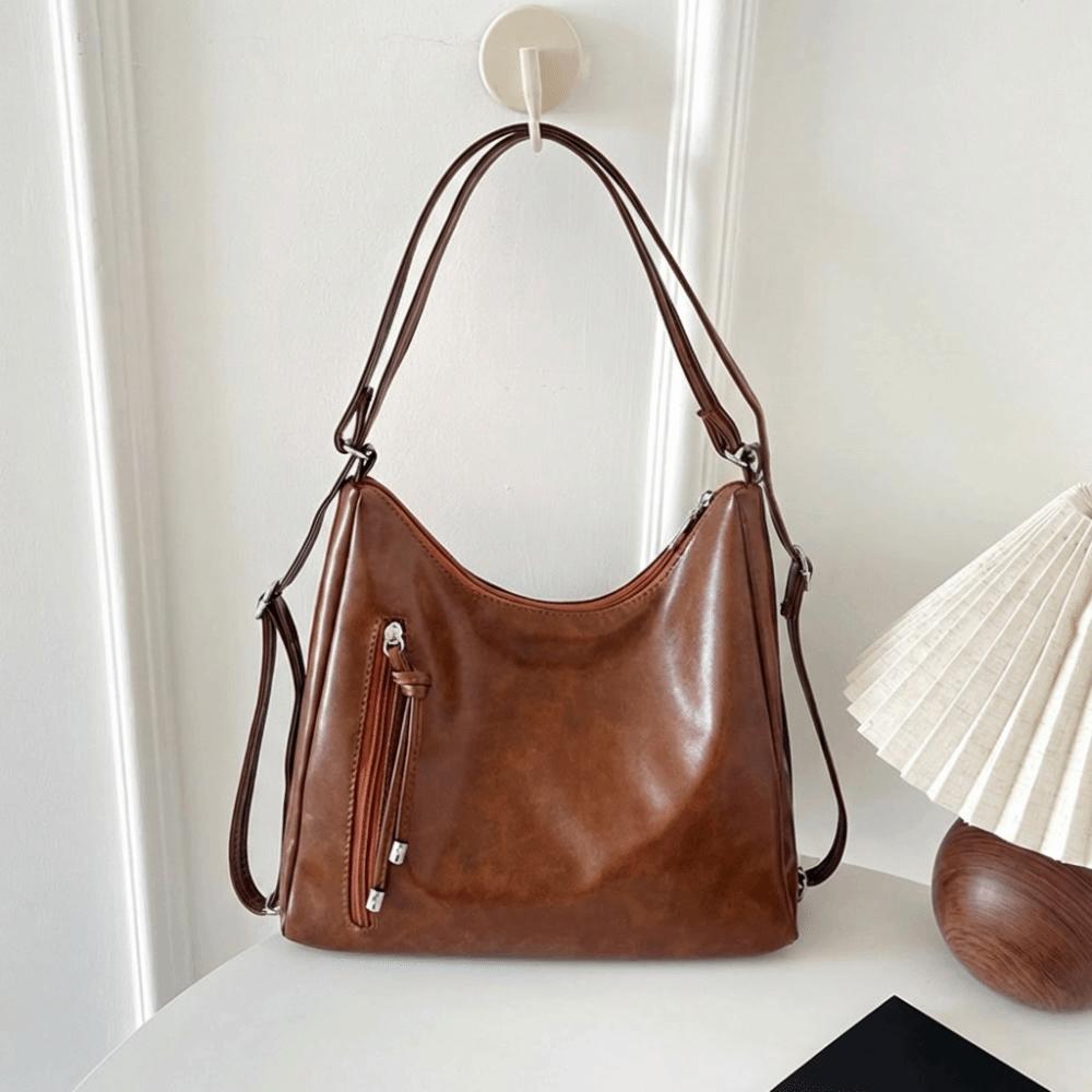 

Fashionable PU Leather Tote Bag Large Capacity Double Shoulder Shoulder Backpack Multi-pocket Women Handbag Women