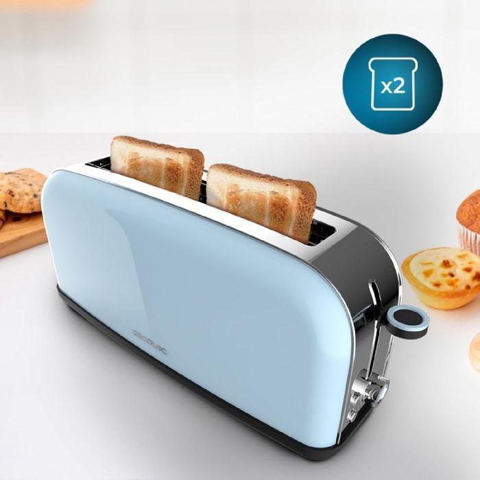 Cecotec Vertical Toaster 1 Long Slot Toastin' Time 850 Blue Long. 850 W, 2 Slices of Bread, 3.8 Cm Wide Slot