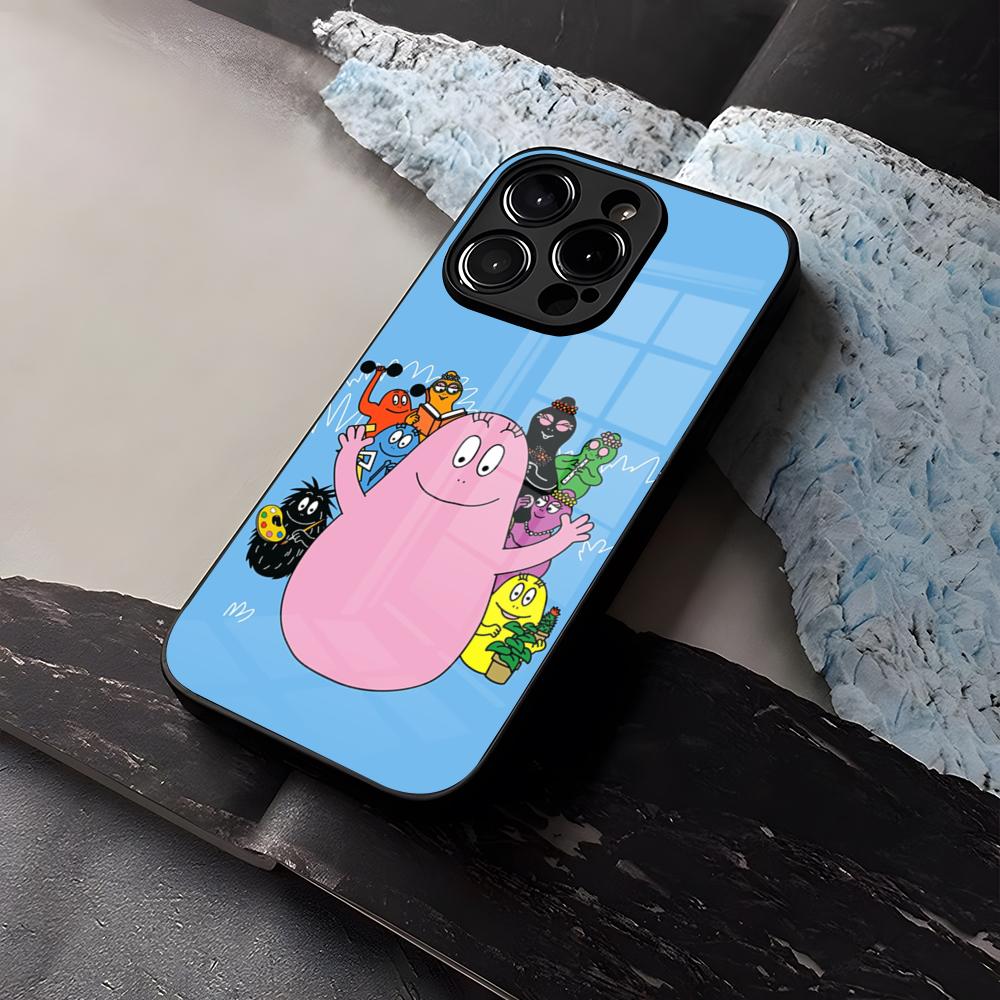 Cartoon B-Barbapapa Phone Case Tempered Glass For IPhone 16 13 14 12 15 11 Pro Max Plus Mini X XR SE2020 Coque