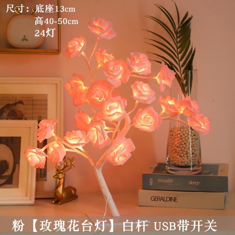 

24 светодиодных гирлянды в виде красных роз, USB-лампа, ночник в виде сказочного цветка для домашней вечеринки, рождества, свадьбы, спальни, украшения, подарка