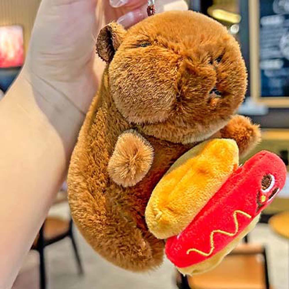 Funny Plush Animal Pendant Soft Cartoon Doll Keychain Kawaii Capybara Key Ring  Girls