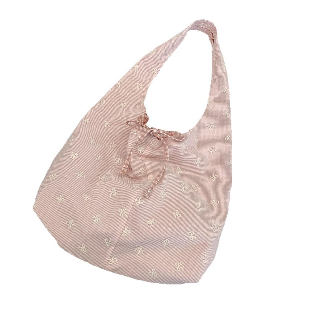 New Lace-up Light Shoulder Bag Summer Large-capacity Vest Bag Bow Commuter Tote Bag