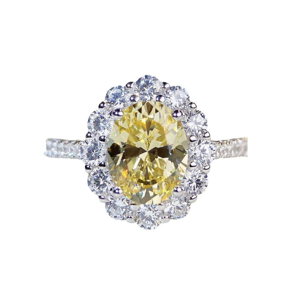 S925 Sterling Silver Goose Egg Ring - Yellow Pigeon Design for Women's Fashion, Versatile and High-End Luxury.