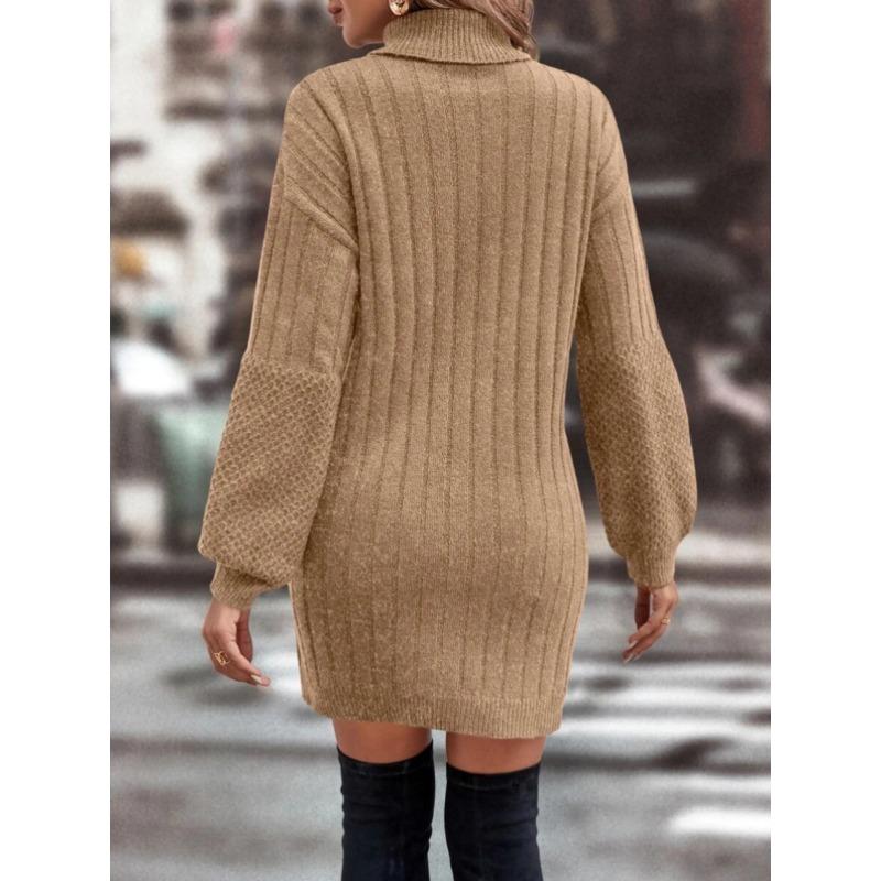 DAFIFY Women's Fashion Casual Fall Winter Solid Color Print Long Sleeve High Neck Sweaters