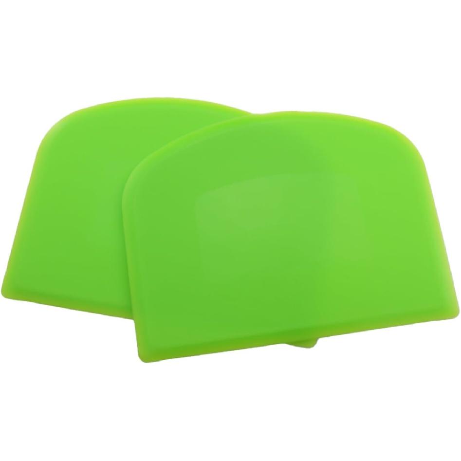 4PCS 4.5x3.5inch Green and White Benchtop Scraper Kitchen Baking Pastry Dough Cutting Gadget Ladder Multifunctional Scraper Food Scraper