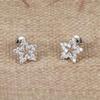 Elegant Copper-Plated White Gold Stud Earrings with Zirconia Five-Pointed Star and Micro-Inlaid Diamonds