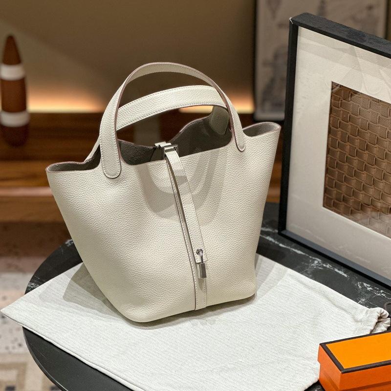 New Genuine Leather Women's Bag Head Layer Leather TOGO Leather 1822CM Vegetable Basket Handheld Bucket Bag Cross Border