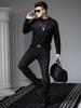 European Style Autumn Long-Sleeve T-Shirt for Men 2025 New Trendy Round Neck Beaded Printed Base Shirt Men's Top
