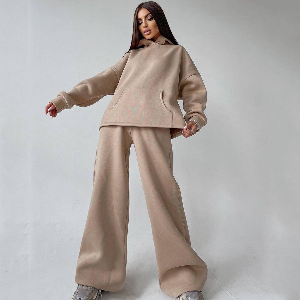 Women's Casual Hoodie and Wide Leg Pants Set , 8 Color Options